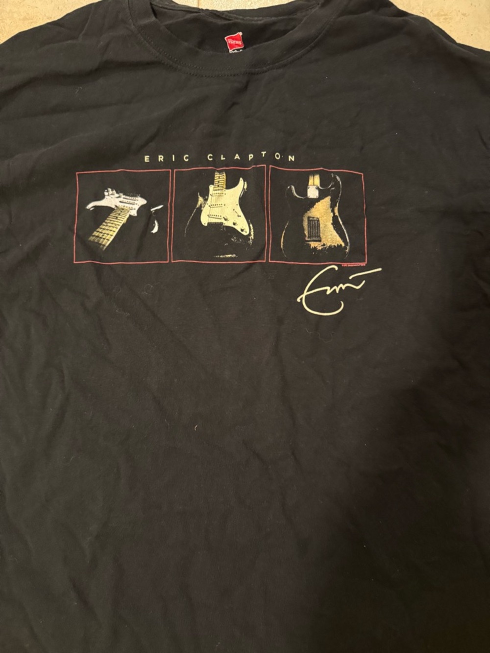 Hanes Black Eric Clapton Guitar Triptych Graphic Tee